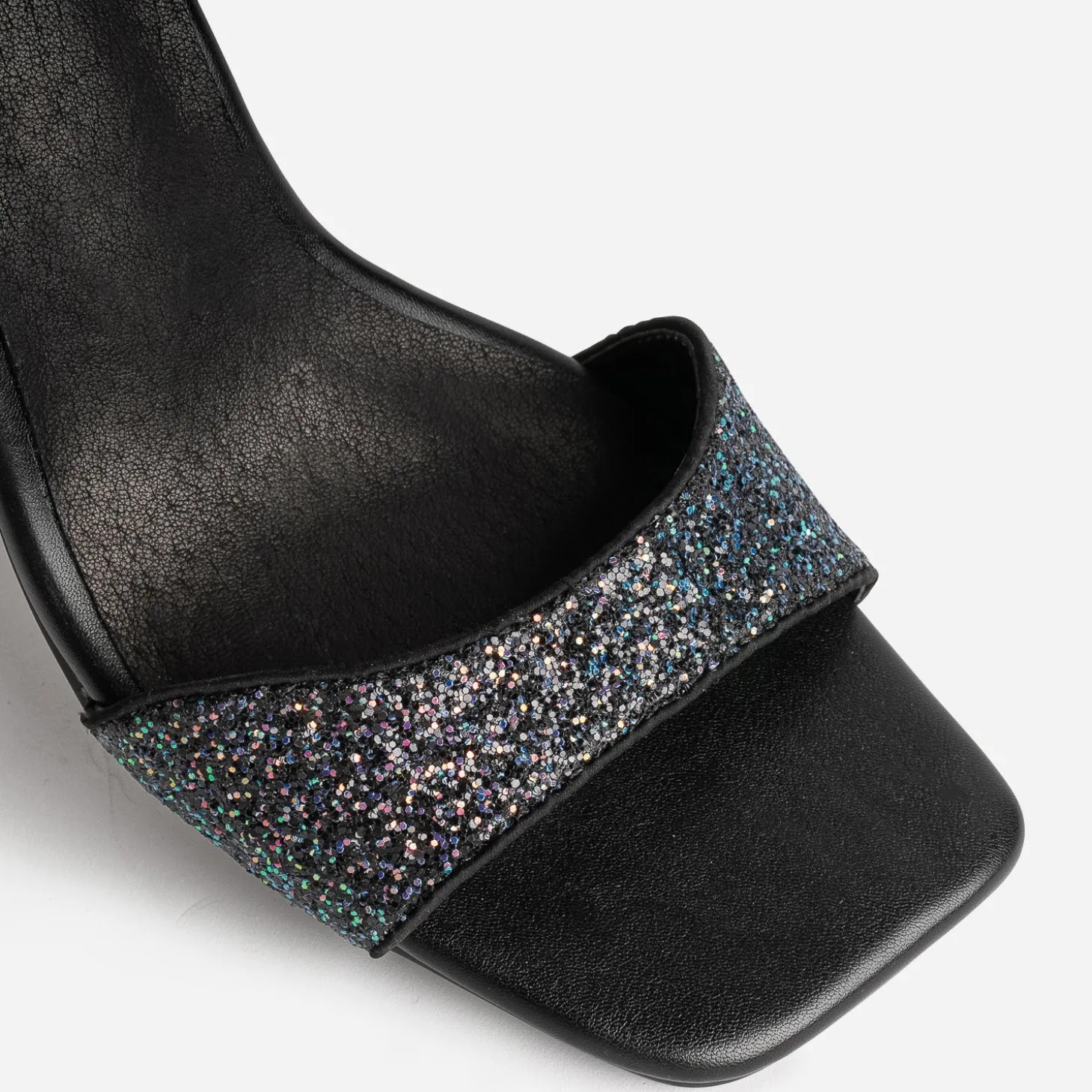 Sandale TEXTO noire paillettes iridescentes