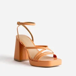 Sandale TEXTO orange à talon flare