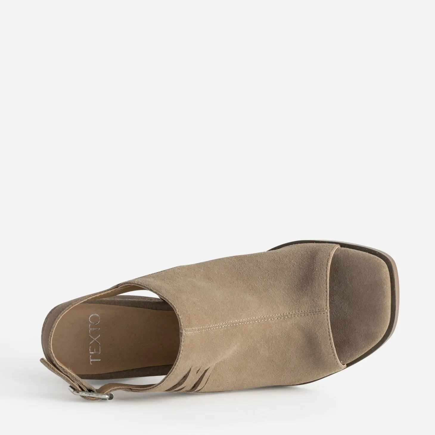 Sandale TEXTO taupe cuir velours open-toe
