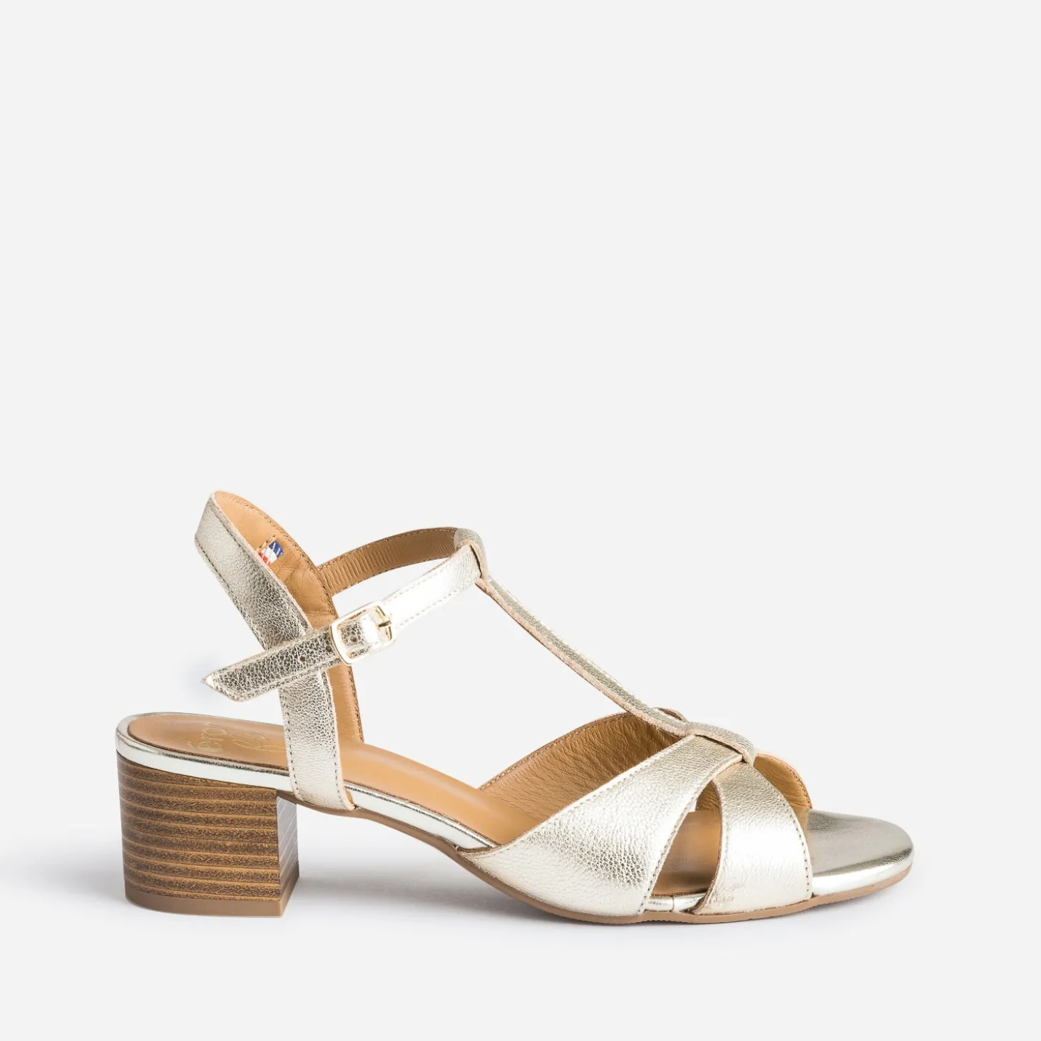 Sandale-salomé ERAM FLEX dorée en cuir