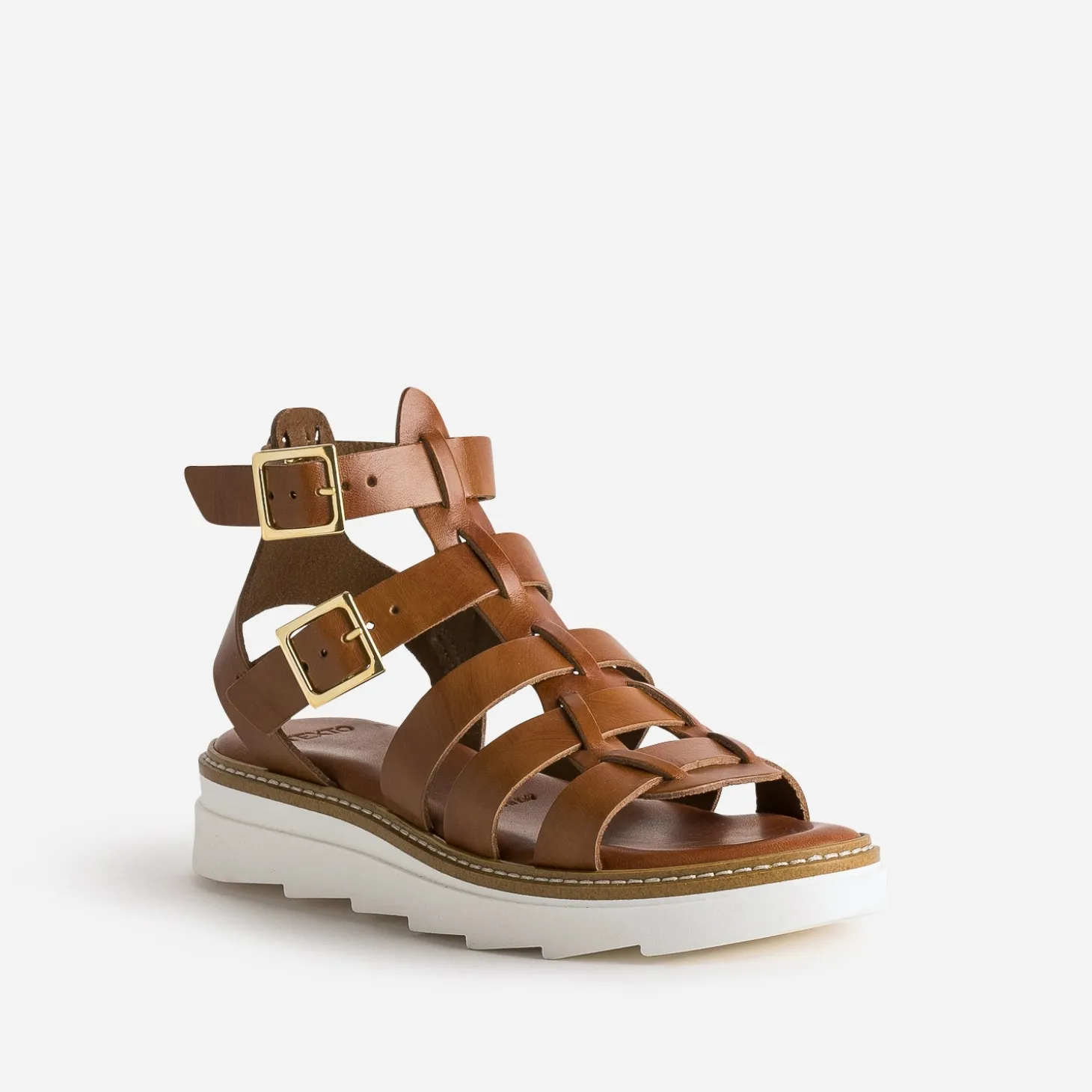 Sandale-spartiate TEXTO cognac en cuir