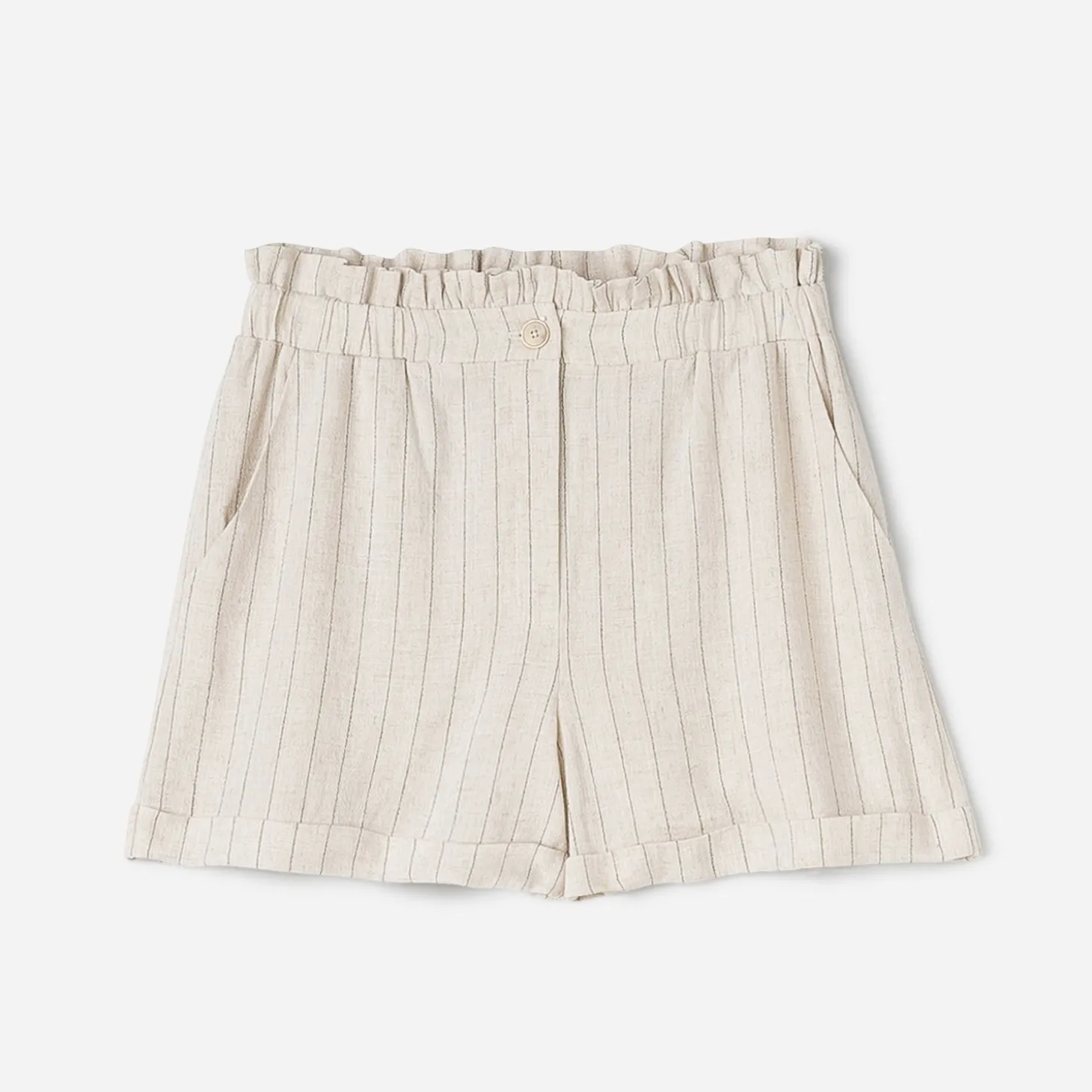 Short TEXTO beige rayures noires taille haute