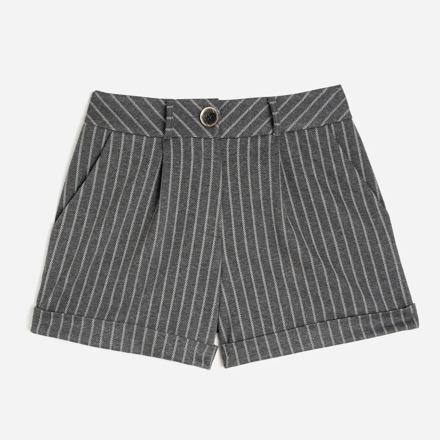 Short TEXTO gris à motif rayures