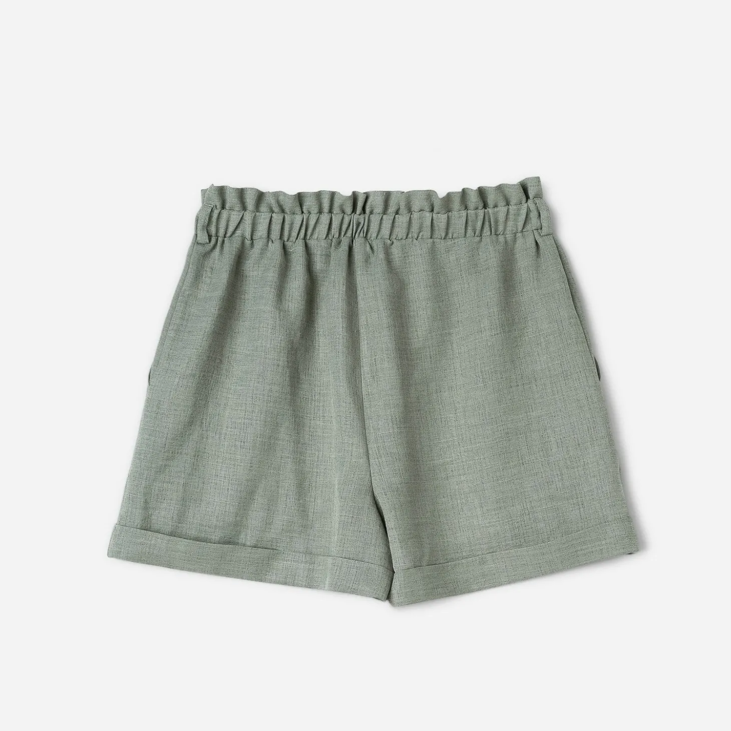 Short TEXTO vert sauge taille haute