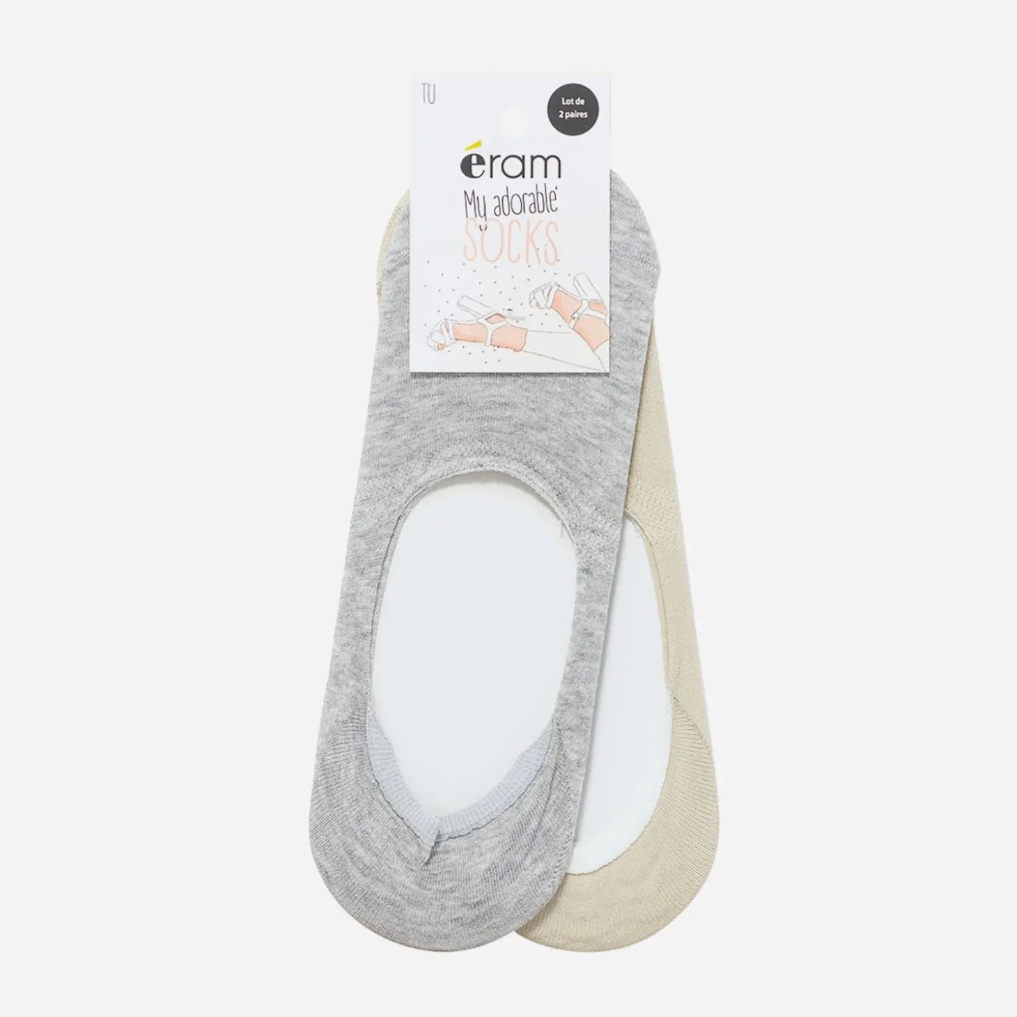 Socquettes courtes beiges et grises