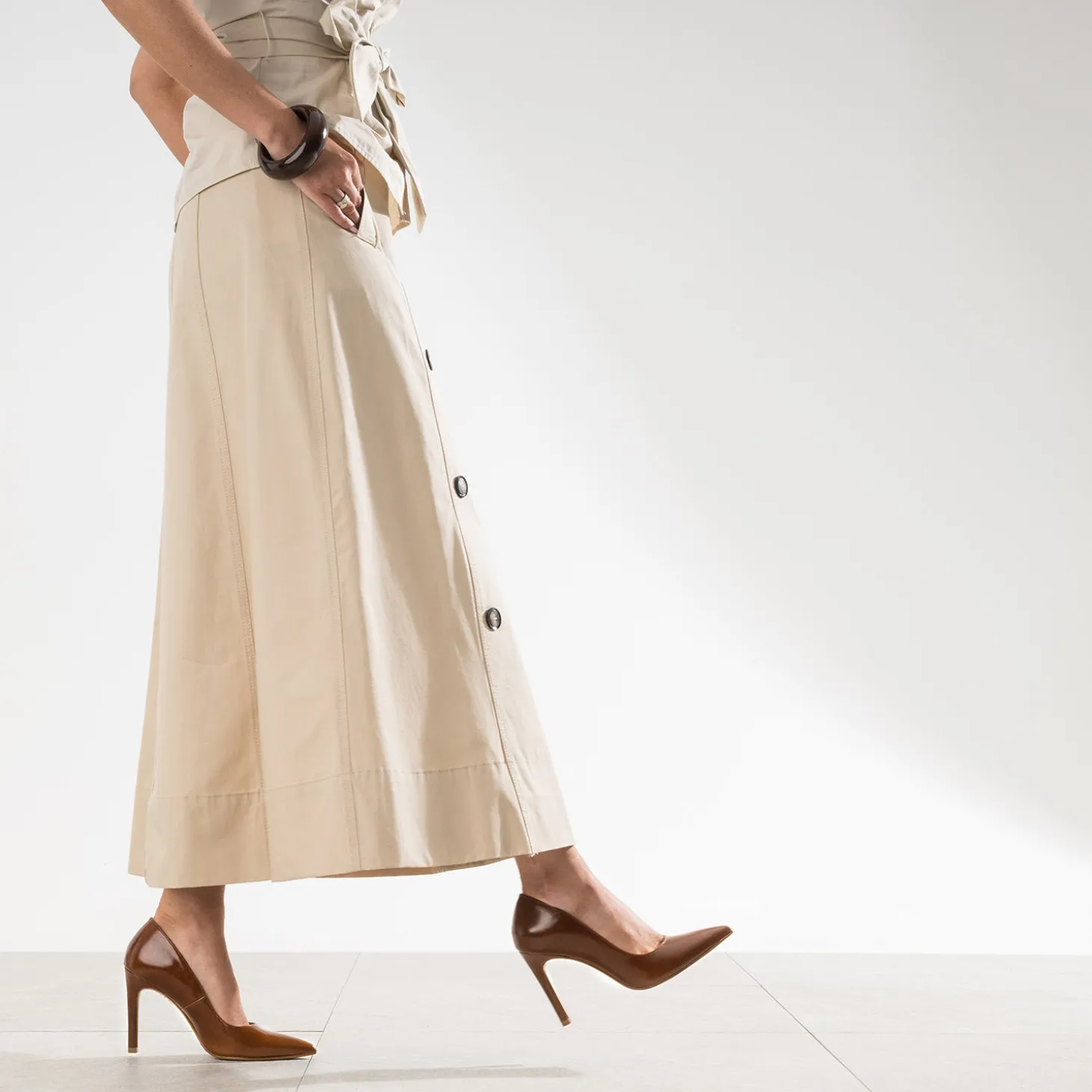 Stiletto cognac cuir