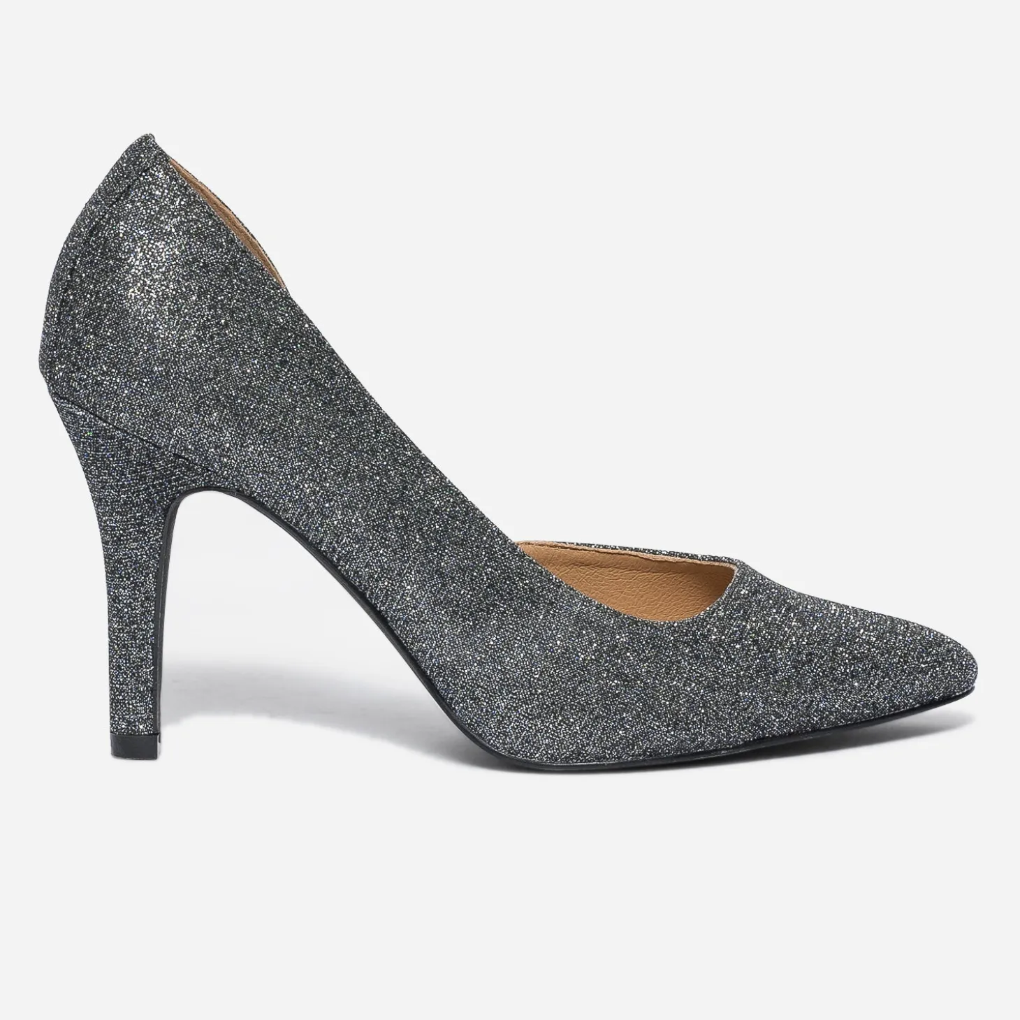 Stiletto TEXTO gris pailleté
