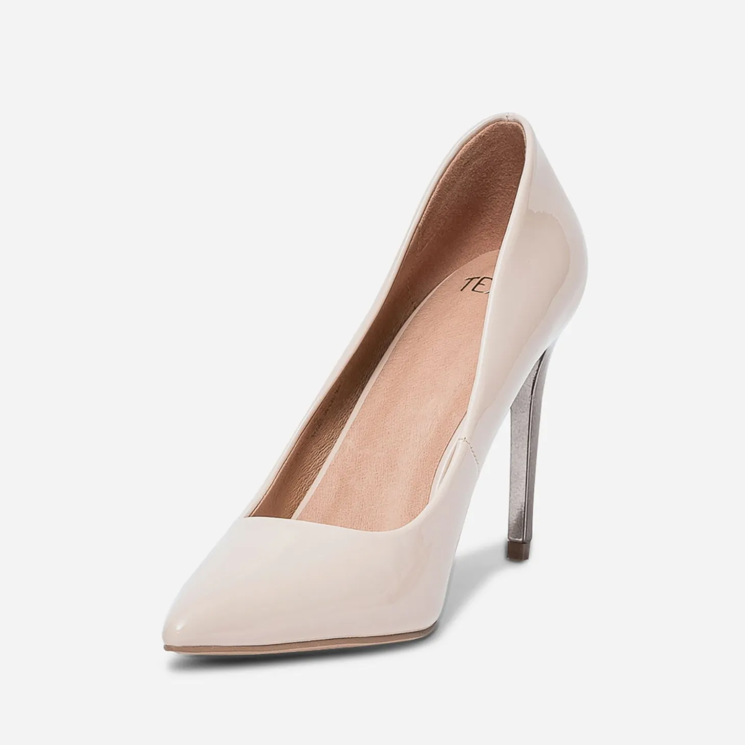 Stiletto TEXTO nude verni à talon miroir