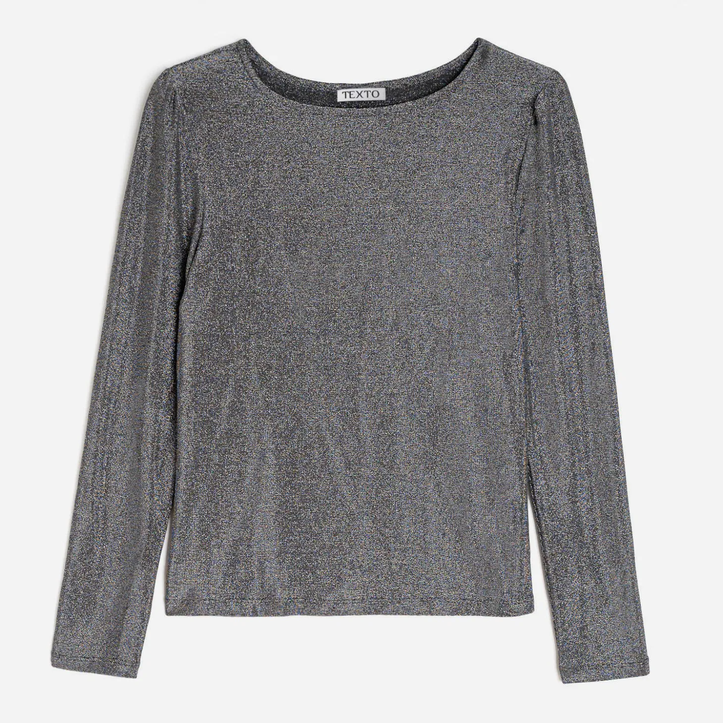 Tee-shirt TEXTO gris métallisé à épaulettes