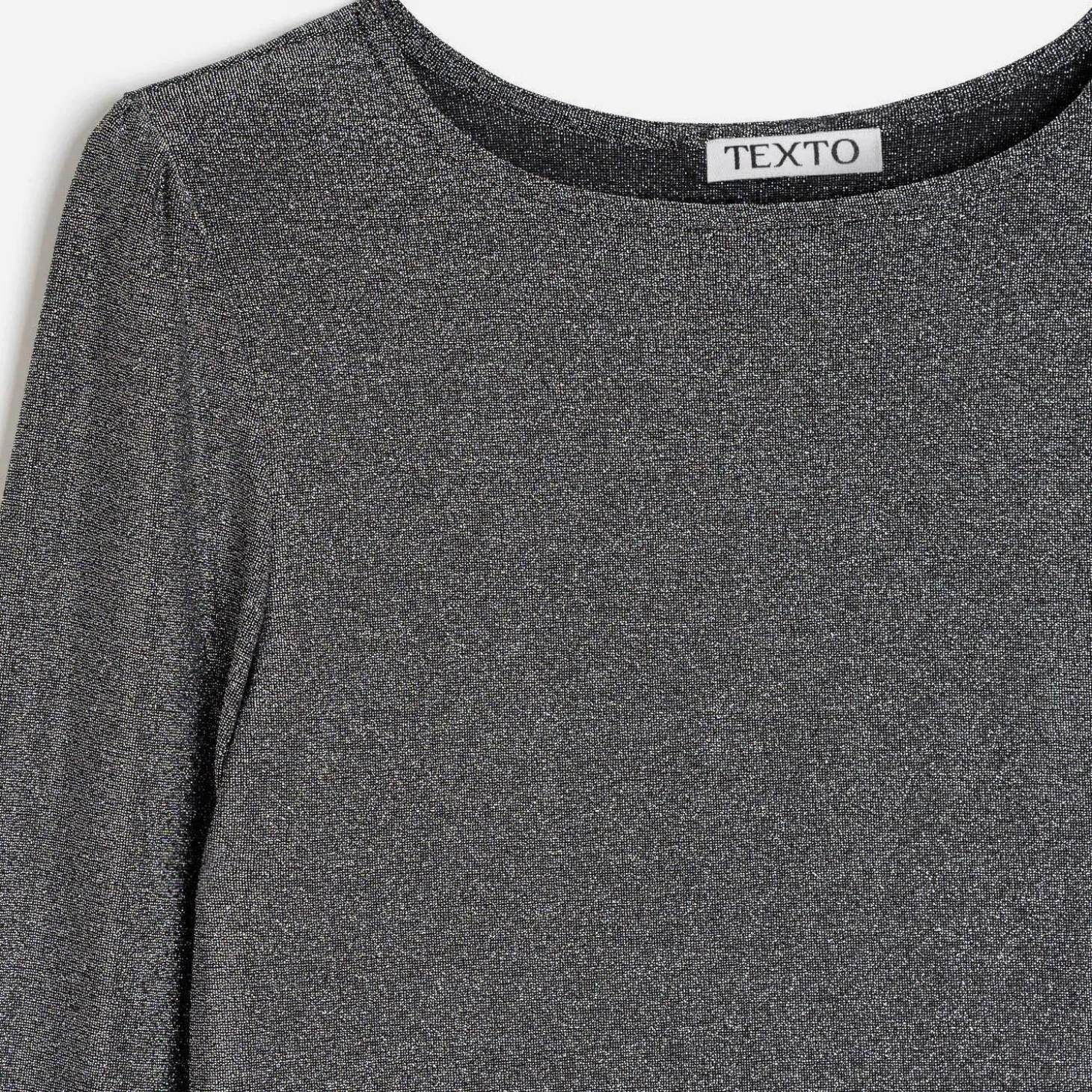 Tee-shirt TEXTO gris métallisé à épaulettes