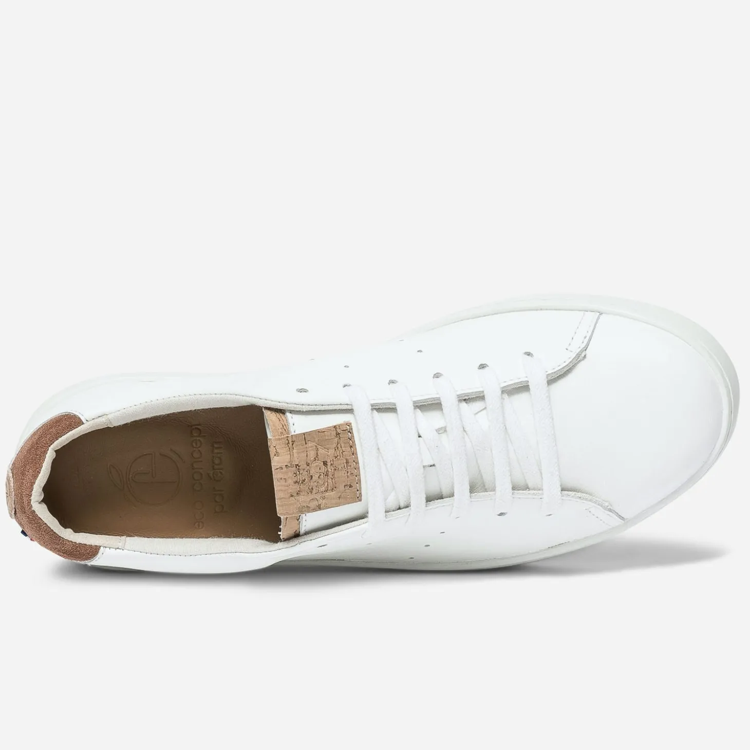 Tennis 1927 blanche et camel femme en cuir éco-conçu