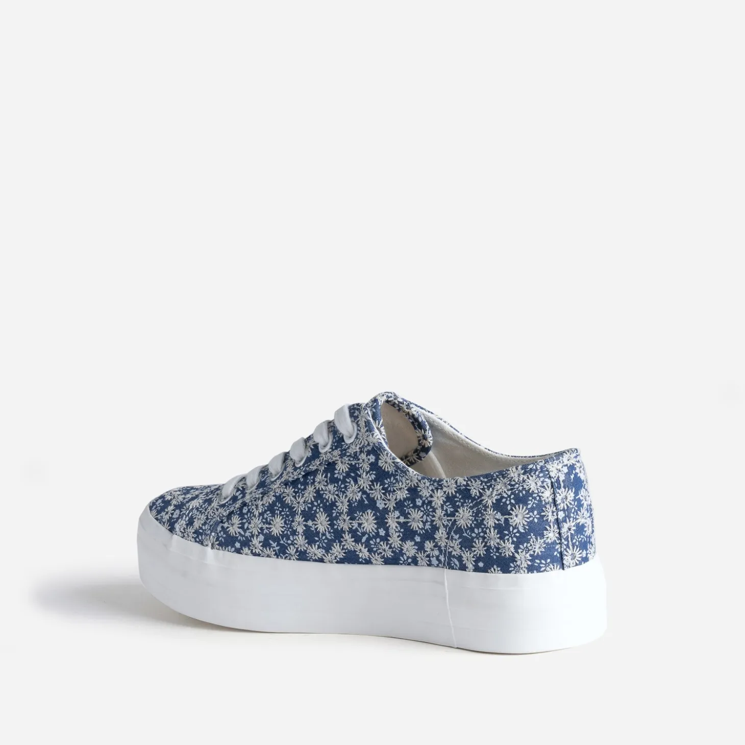 Tennis à plateforme TEXTO bleue toile brodée