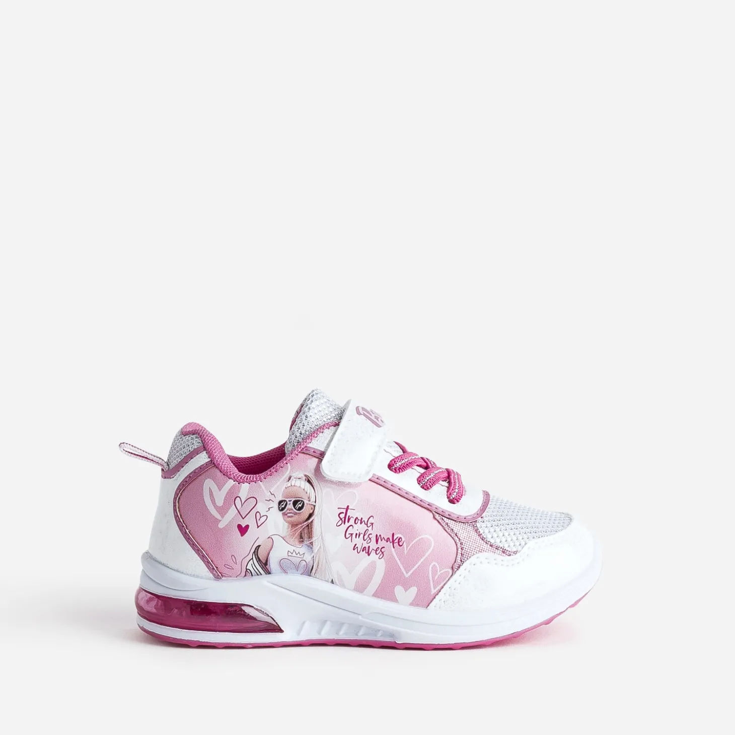 Tennis BARBIE rose et blanc pailleté semelle lumineuse