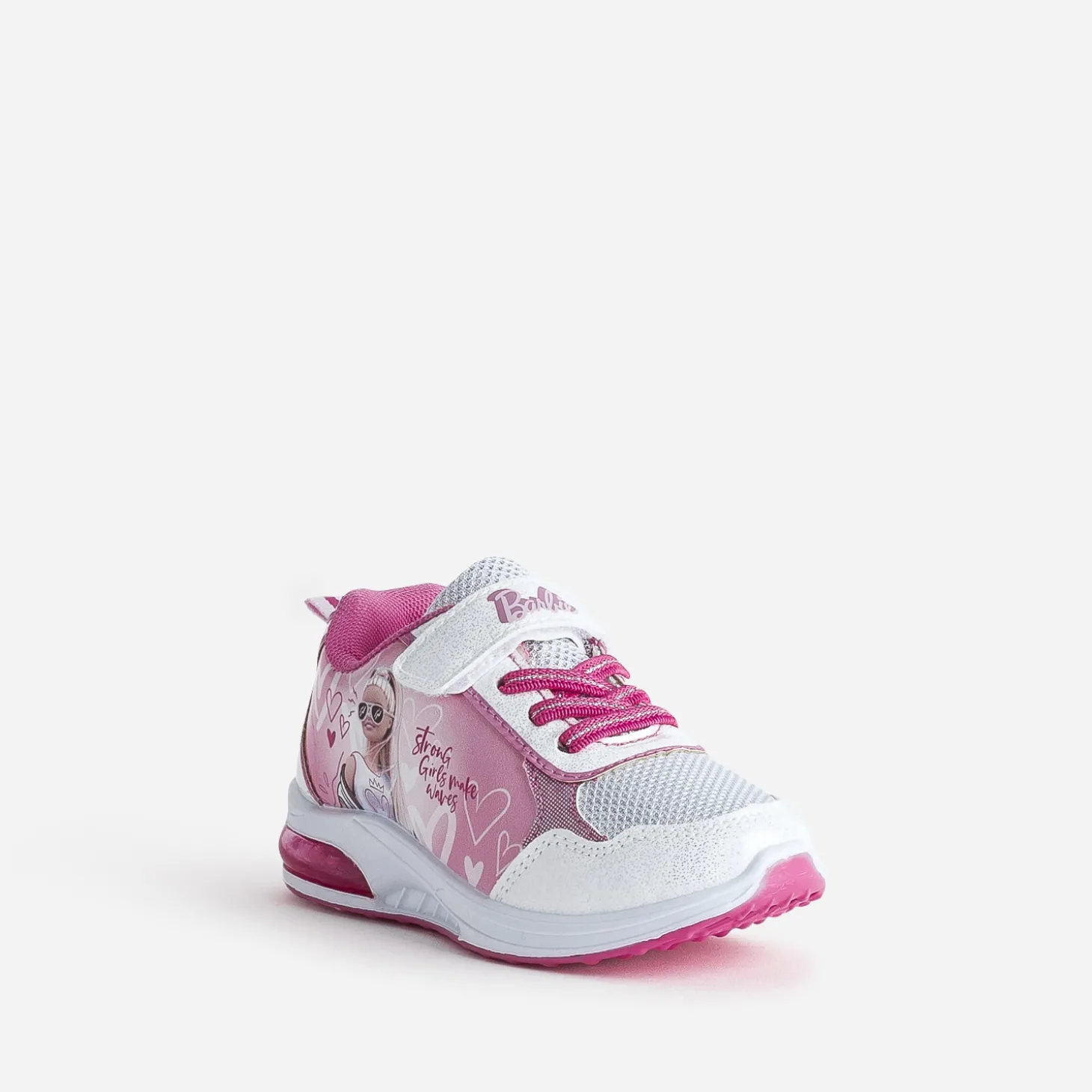 Tennis BARBIE rose et blanc pailleté semelle lumineuse