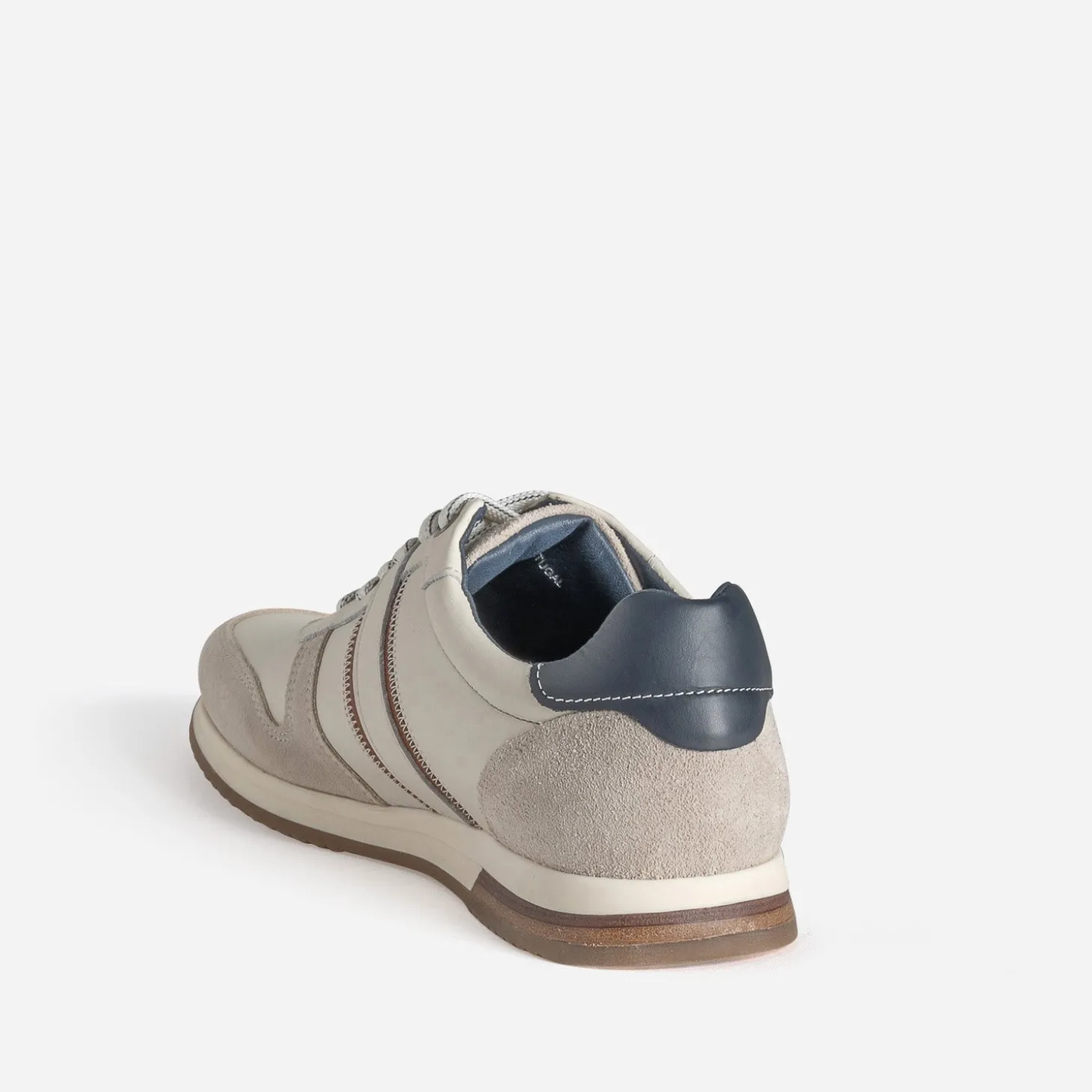 Tennis beige clair et marron bi-matière