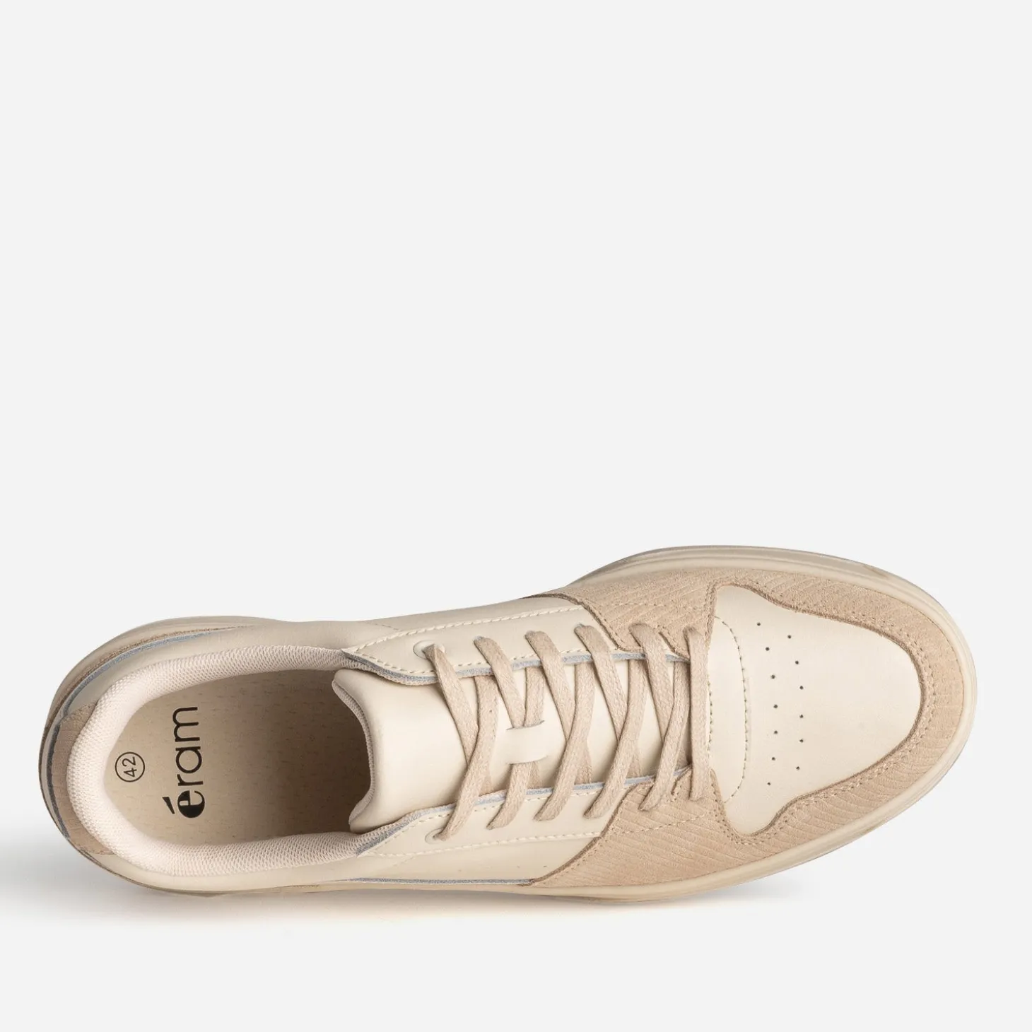 Tennis beige cuir et velours côtelé