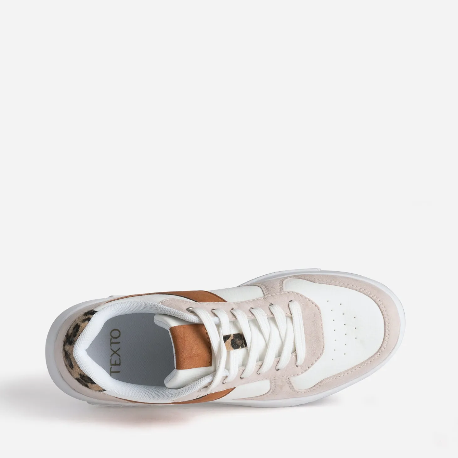 Tennis blanche, beige et motif léopard