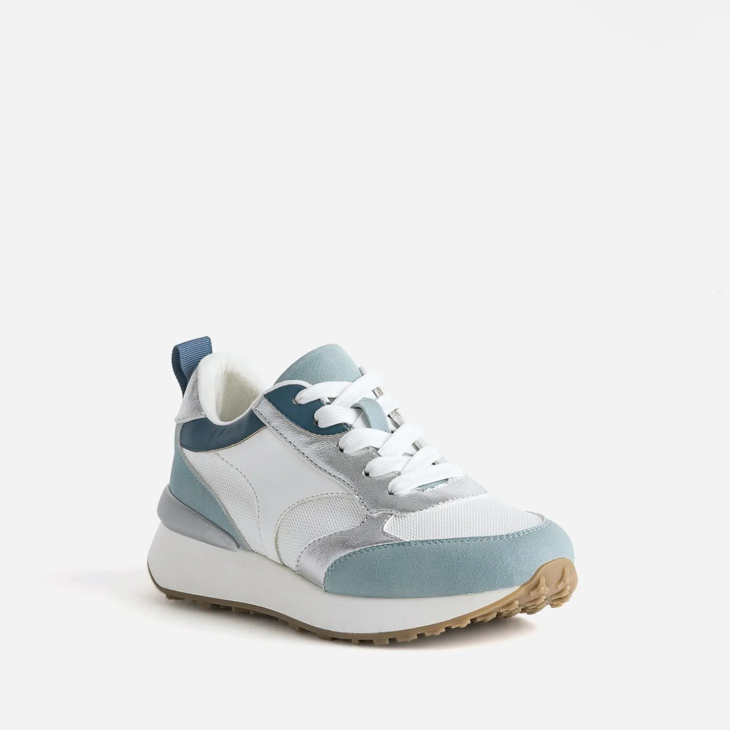 Tennis blanche, bleue et argent semelle amovible
