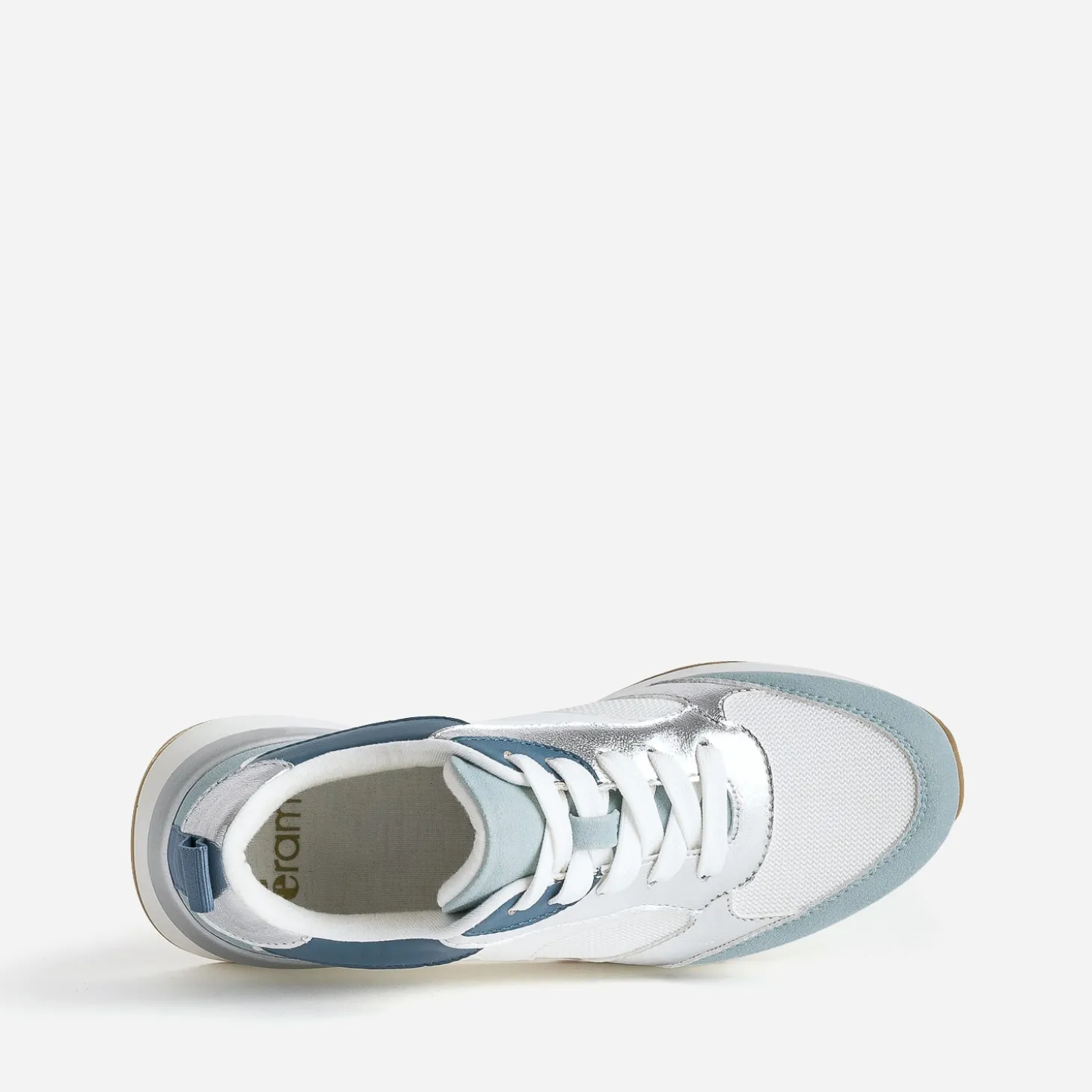 Tennis blanche, bleue et argent semelle amovible