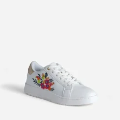 Tennis blanche brodée fleurs
