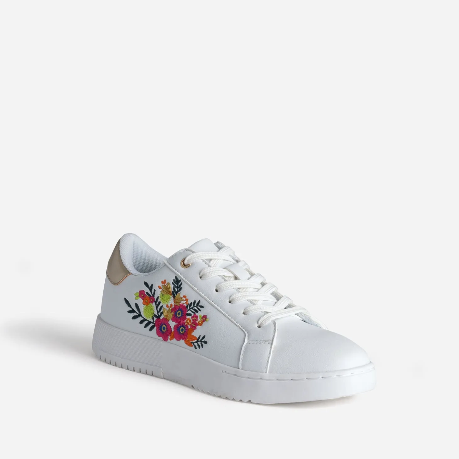 Tennis blanche brodée fleurs