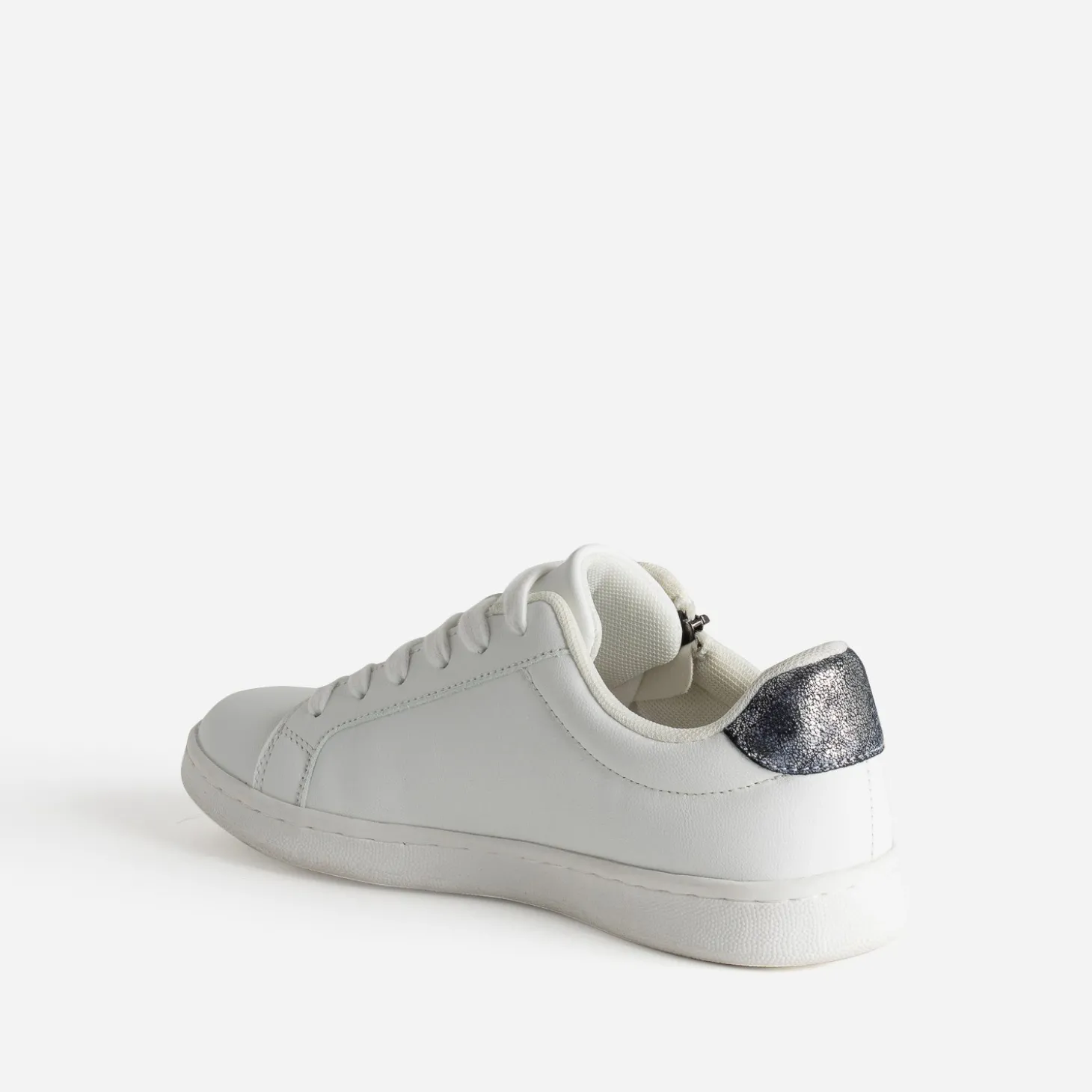 Tennis blanche contrefort marine irisé