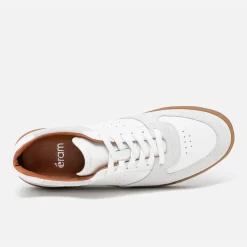 Tennis blanche en cuir détails gris clair