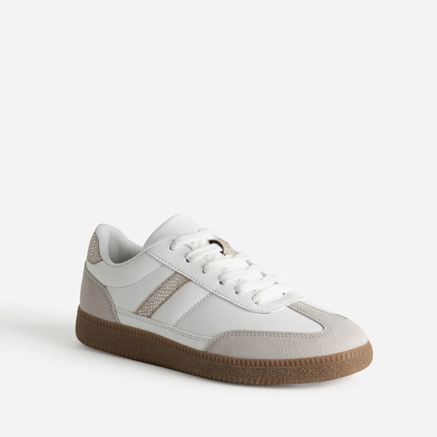 Tennis blanche et grise détails effet python