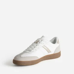 Tennis blanche et grise détails effet python