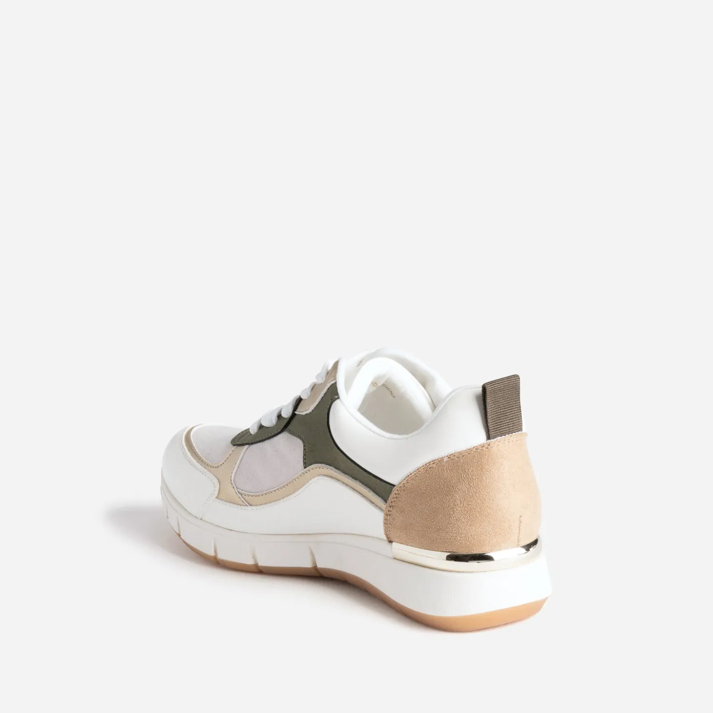 Tennis blanche, kaki, beige et or semelle amovible