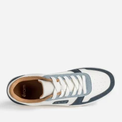 Tennis blanche, marine, bleu et camel