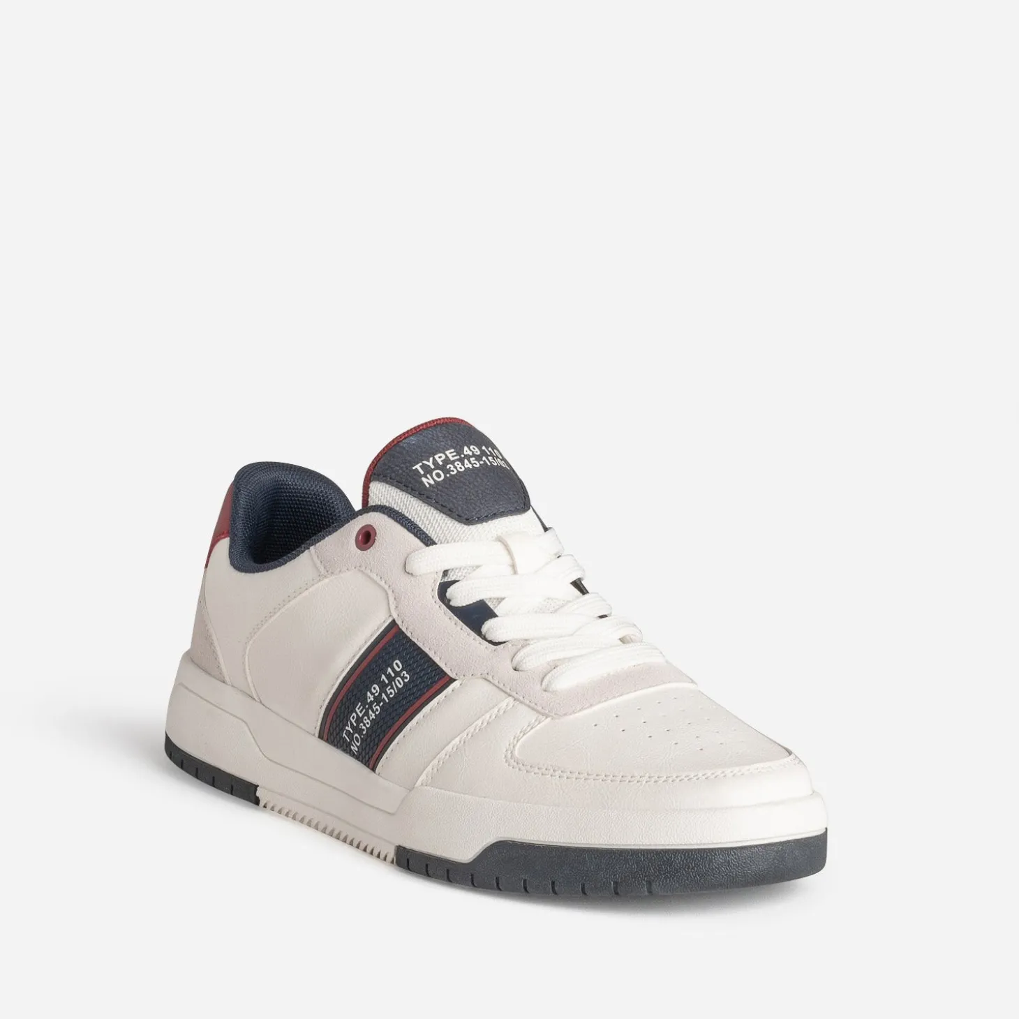 Tennis blanche, marine, bordeaux