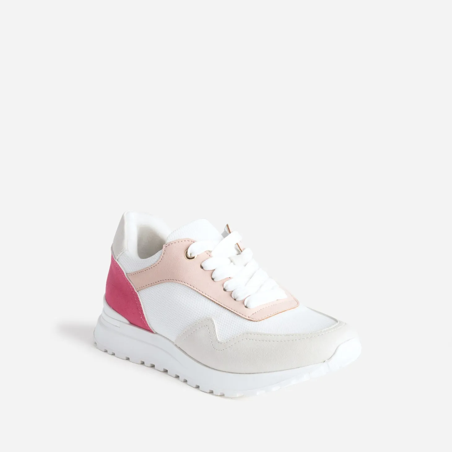 Tennis blanche, rose et grise semelle amovible