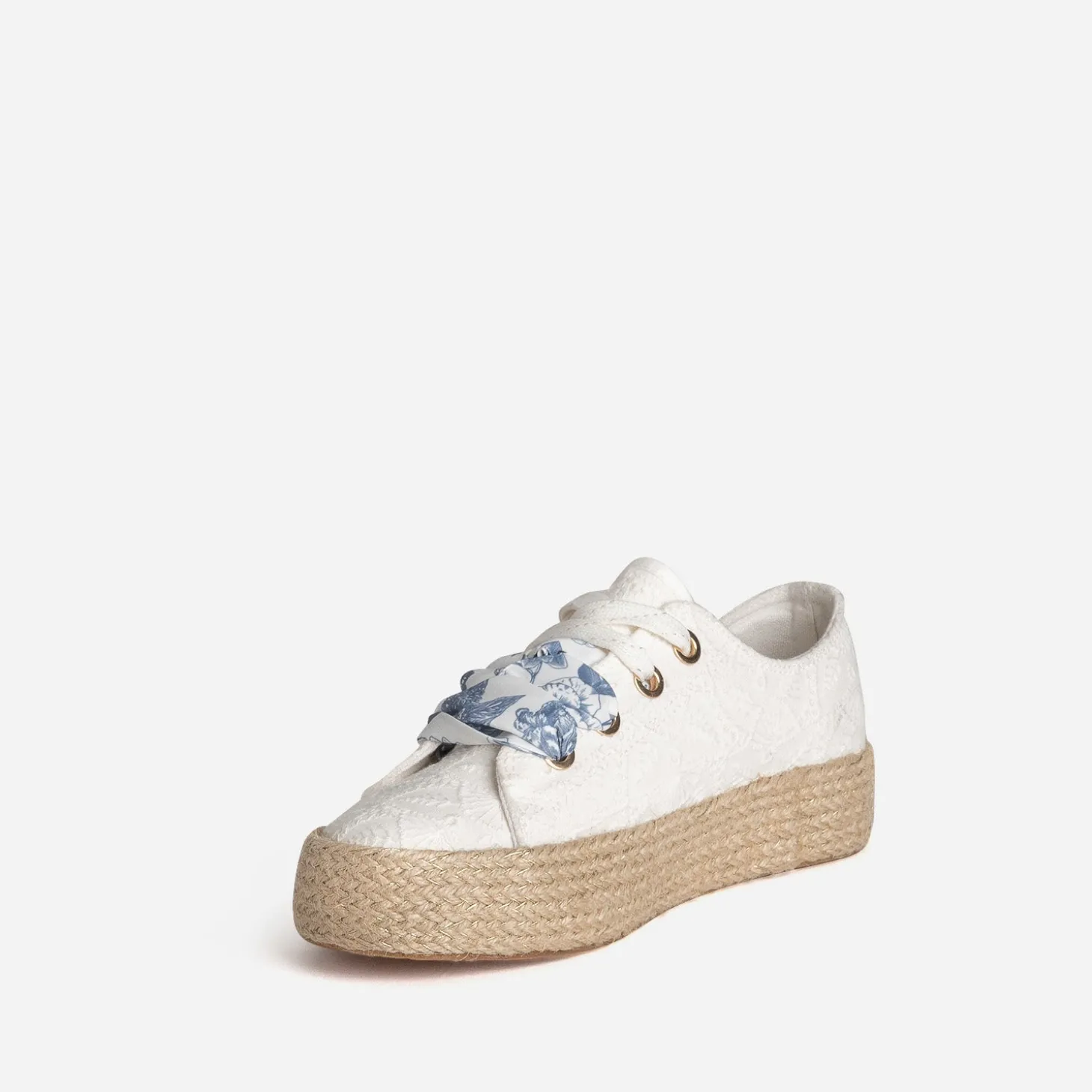 Tennis blanche toile avec broderies