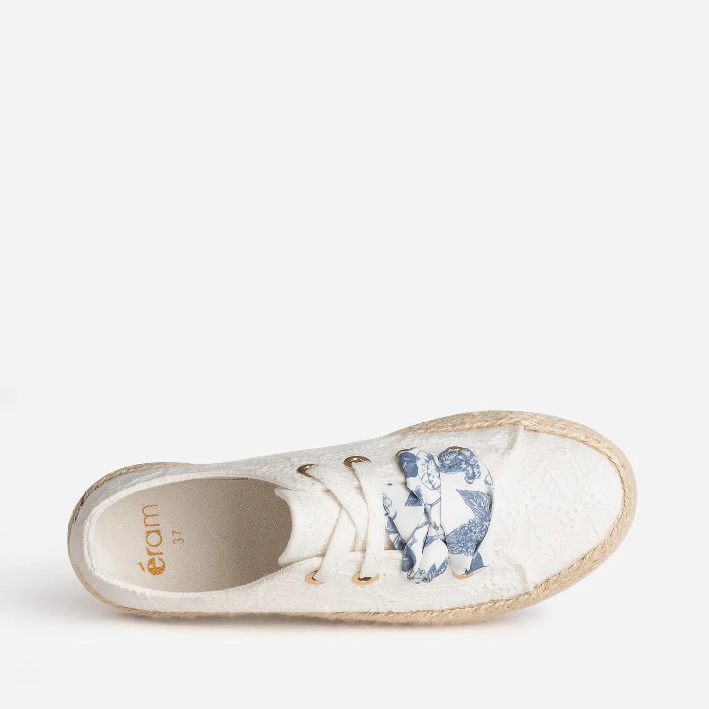 Tennis blanche toile avec broderies