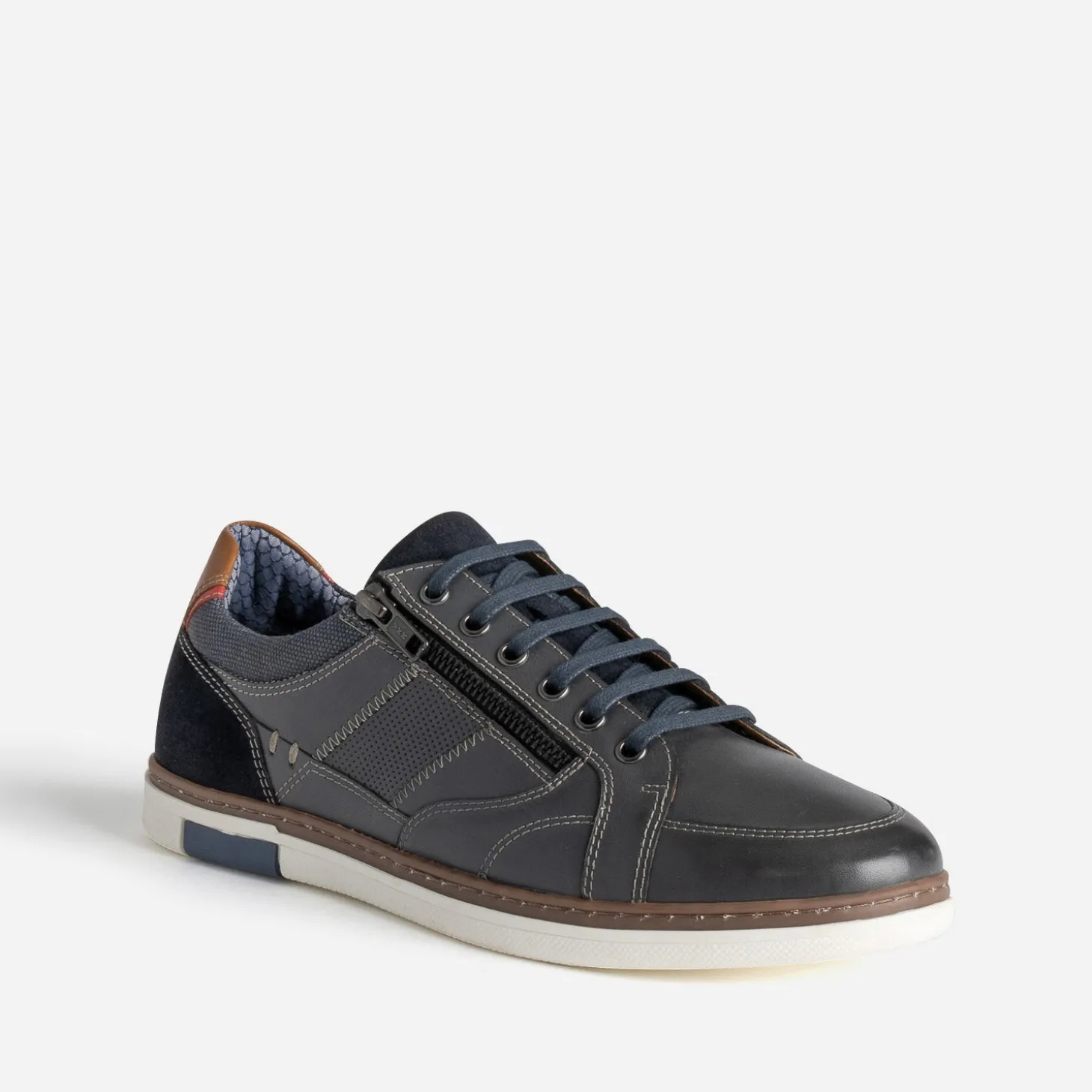 Tennis bleu marine cuir