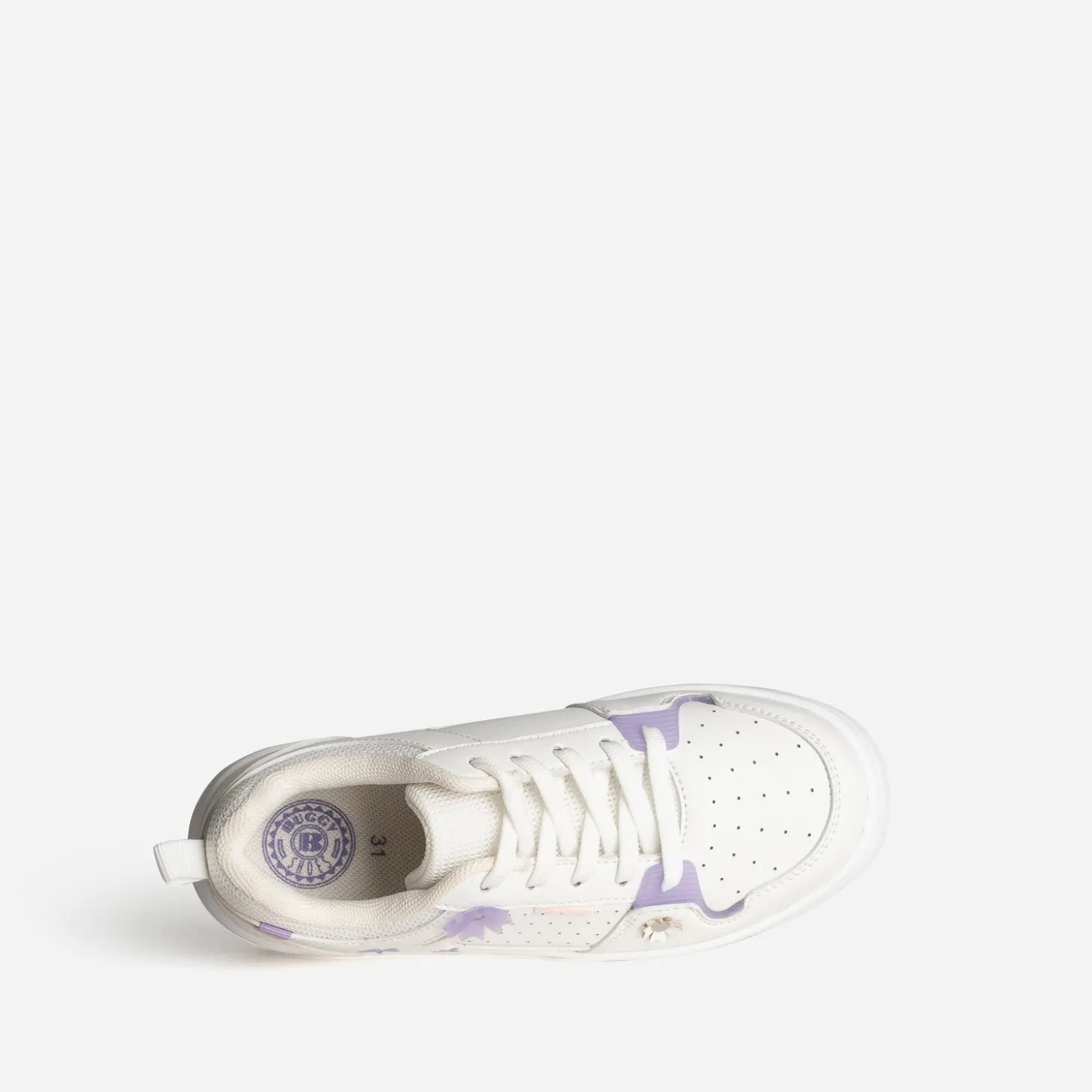 Tennis BUGGY blanche détails fleurs
