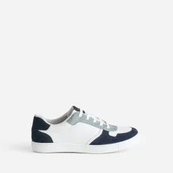 Tennis BUGGY blanche, marine et bleu grisé