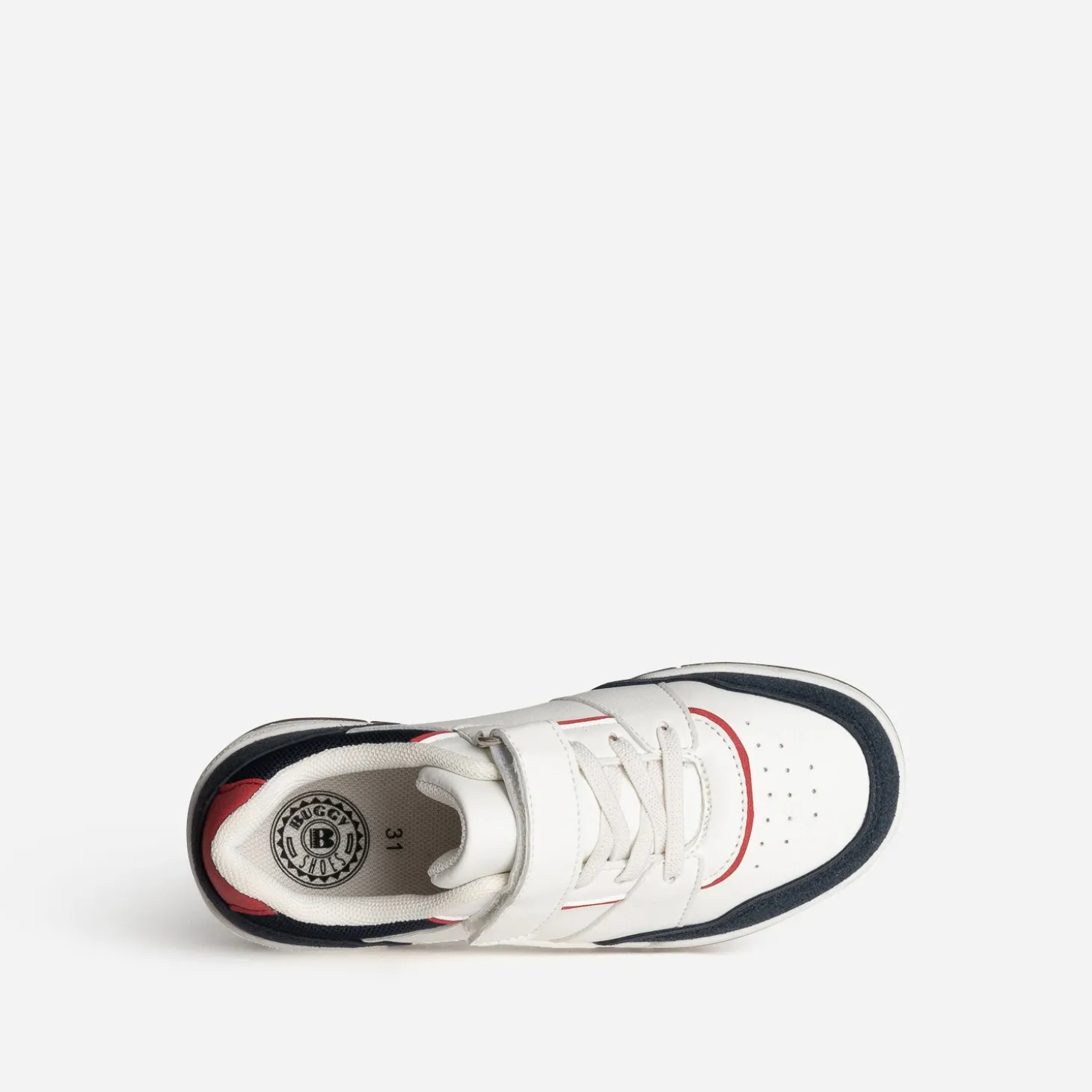 Tennis BUGGY blanche, marine et rouge