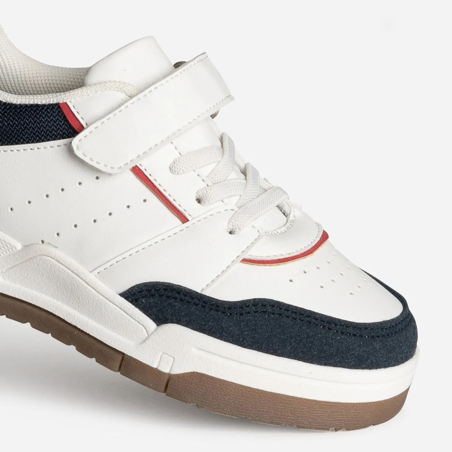 Tennis BUGGY blanche, marine et rouge