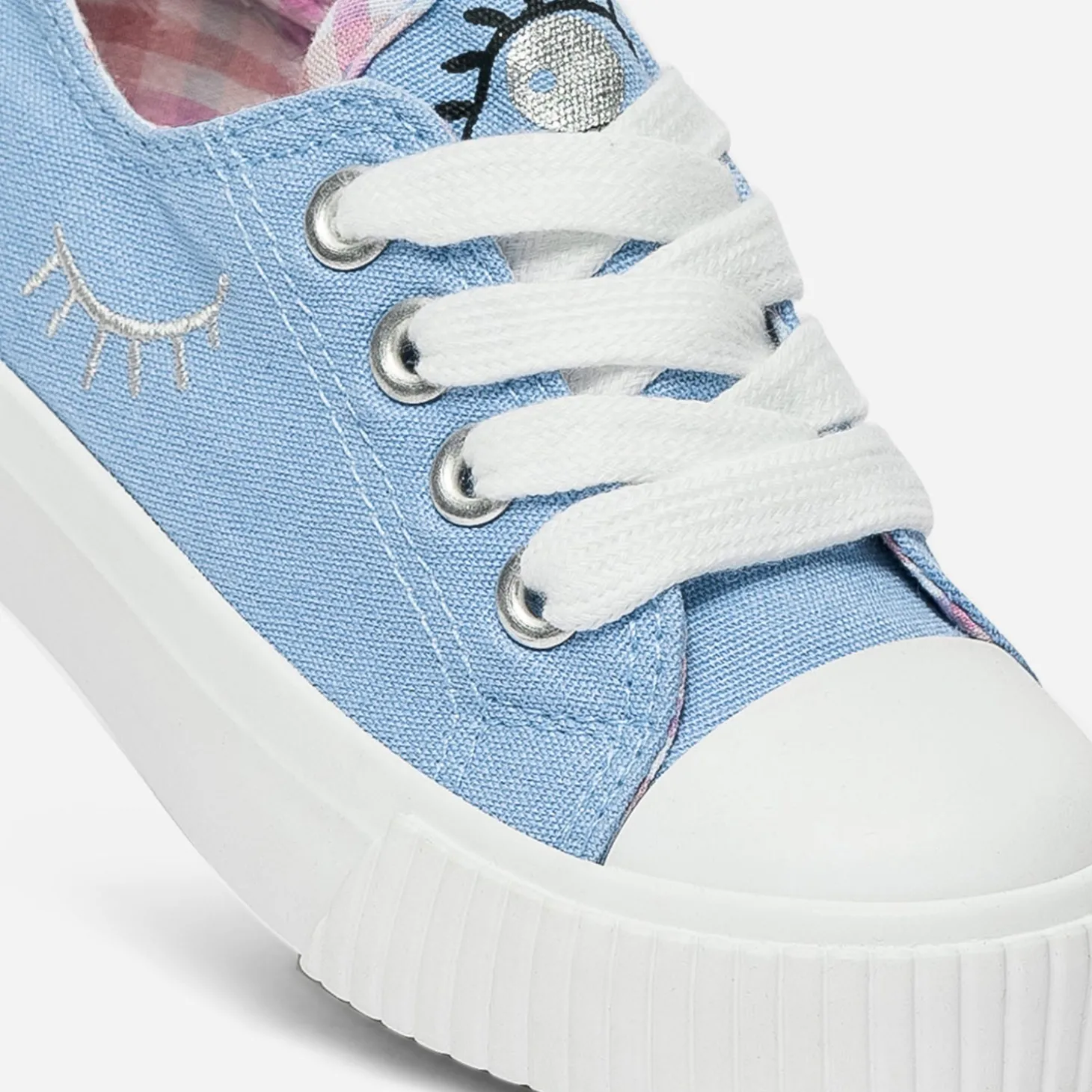Tennis BUGGY bleu ciel en toile à motifs yeux