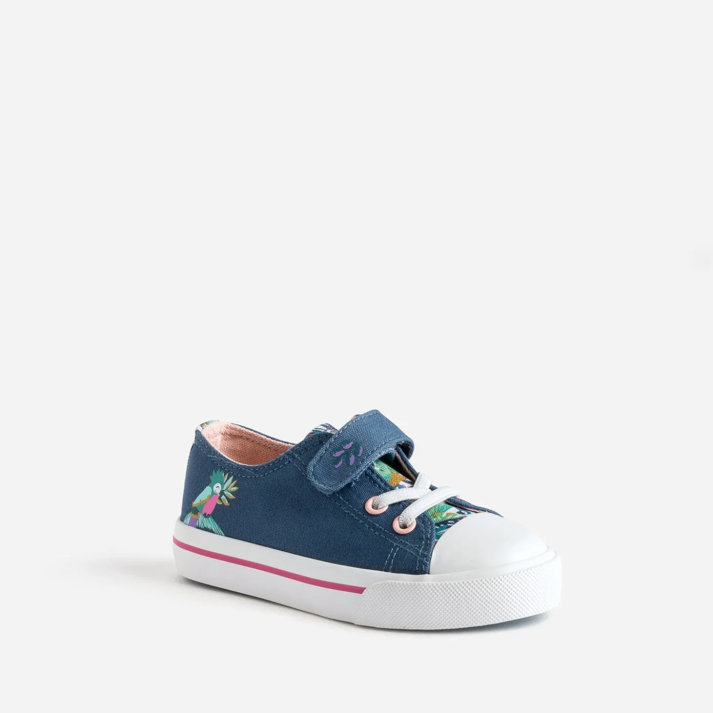 Tennis BUGGY bleue toile motif perroquets
