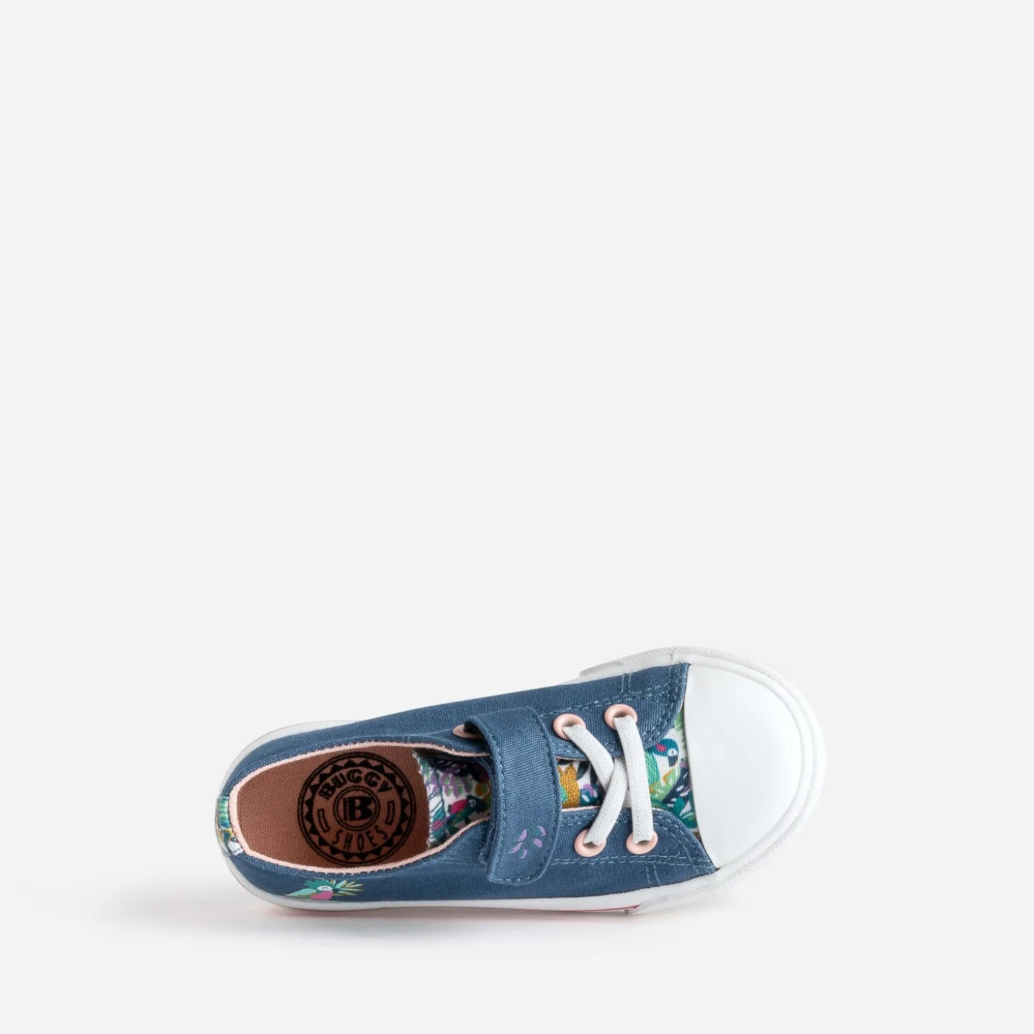 Tennis BUGGY bleue toile motif perroquets