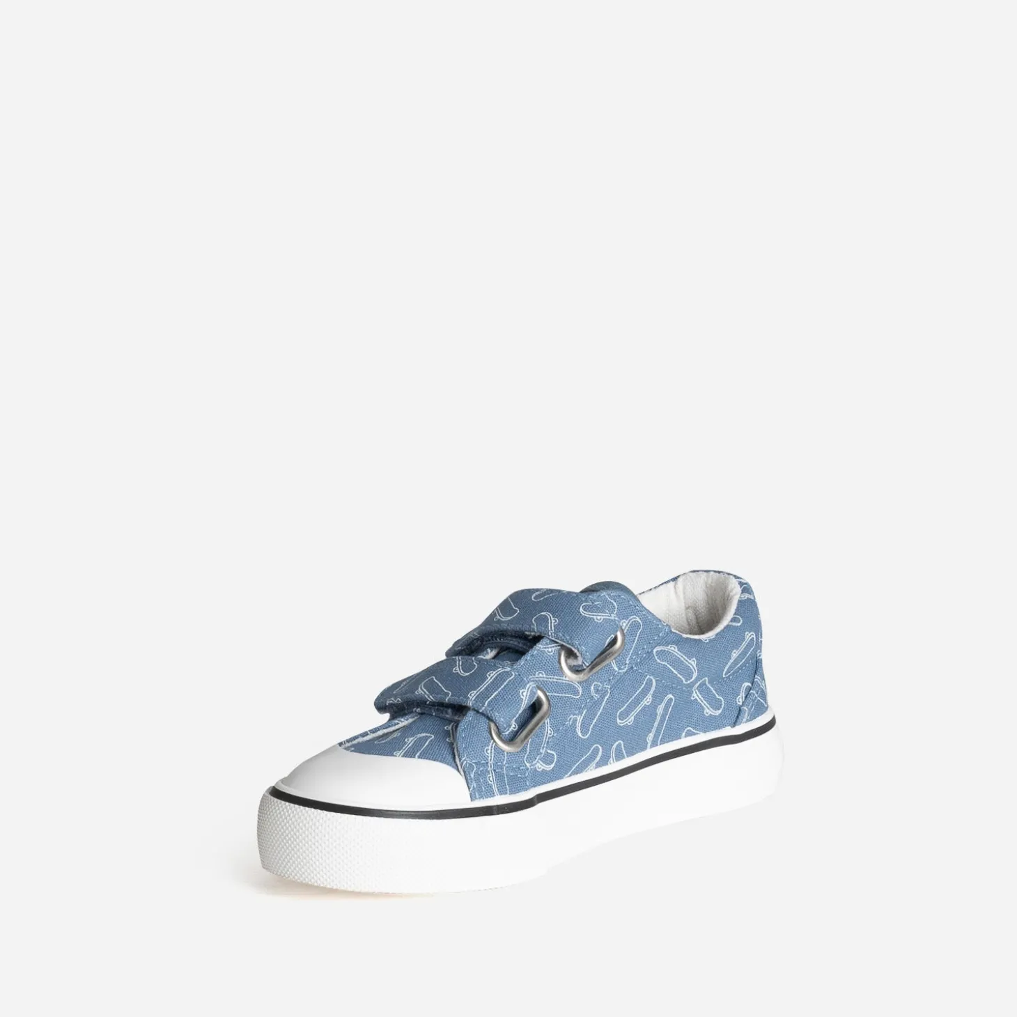 Tennis BUGGY bleue toile motif skates à scratchs