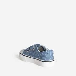 Tennis BUGGY bleue toile motif skates à scratchs