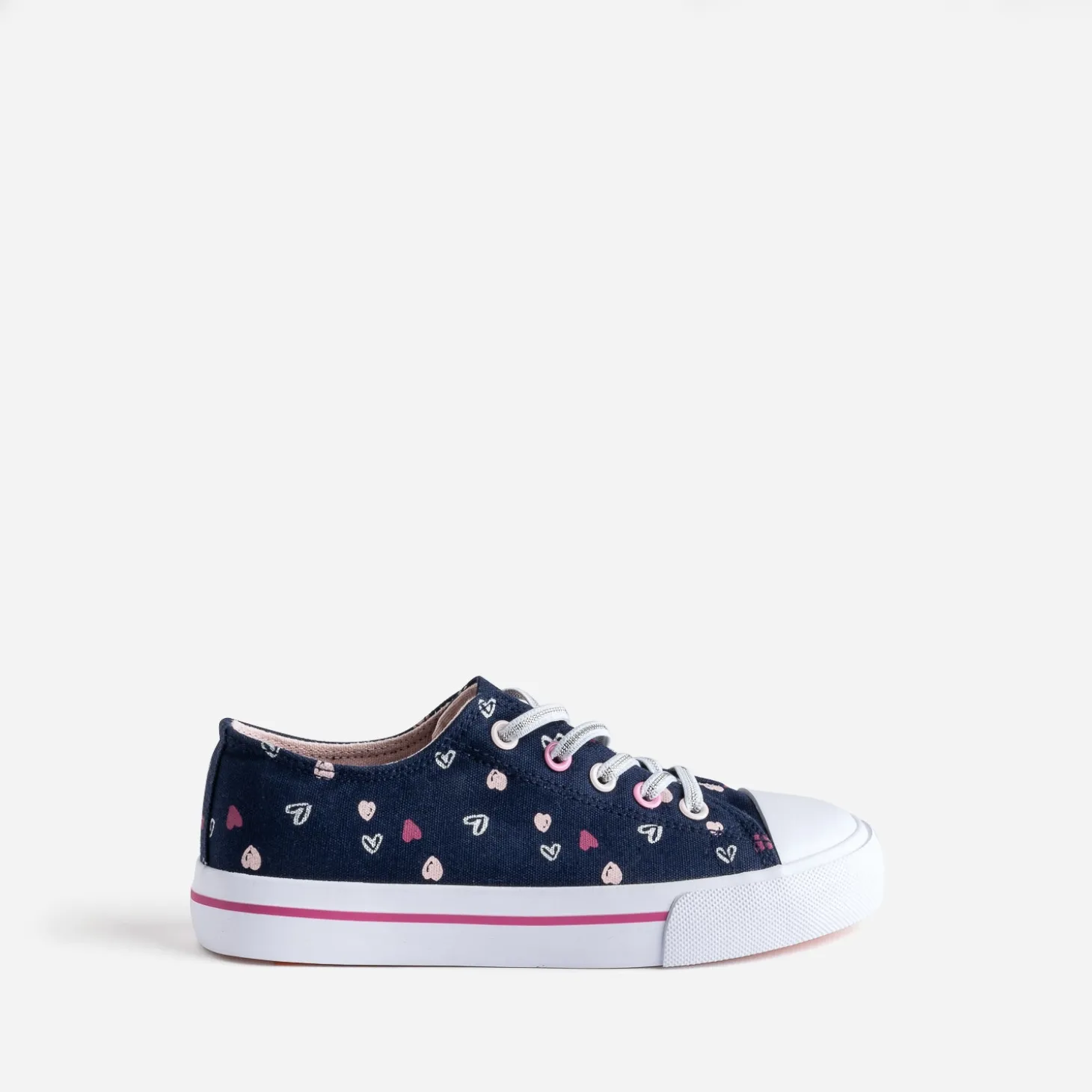 Tennis BUGGY marine toile motifs cœurs