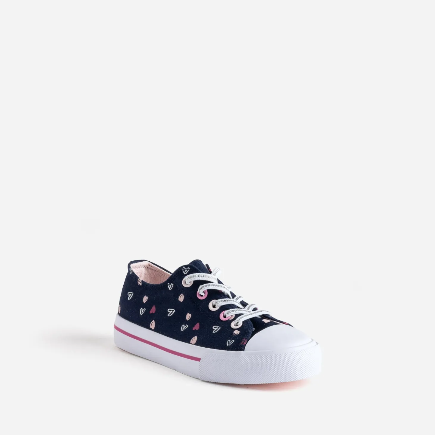 Tennis BUGGY marine toile motifs cœurs