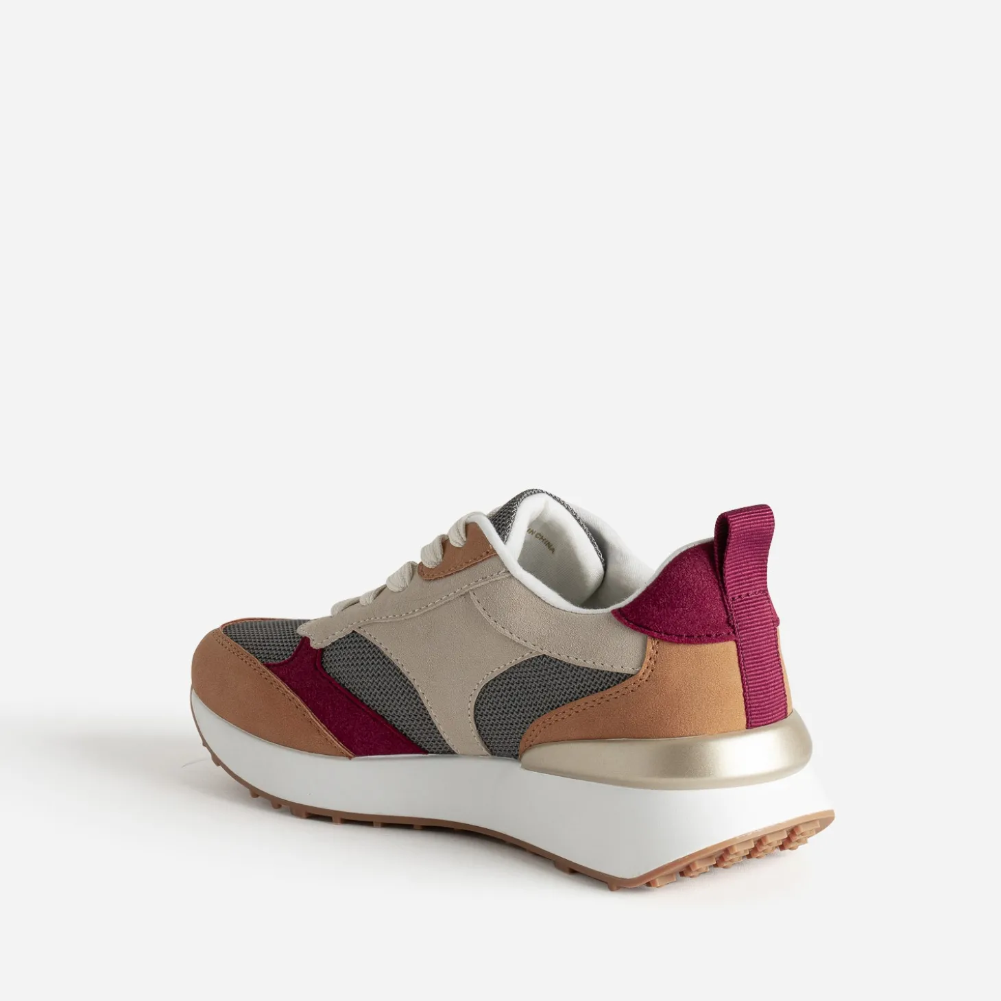 Tennis camel, bordeaux et beige semelle amovible