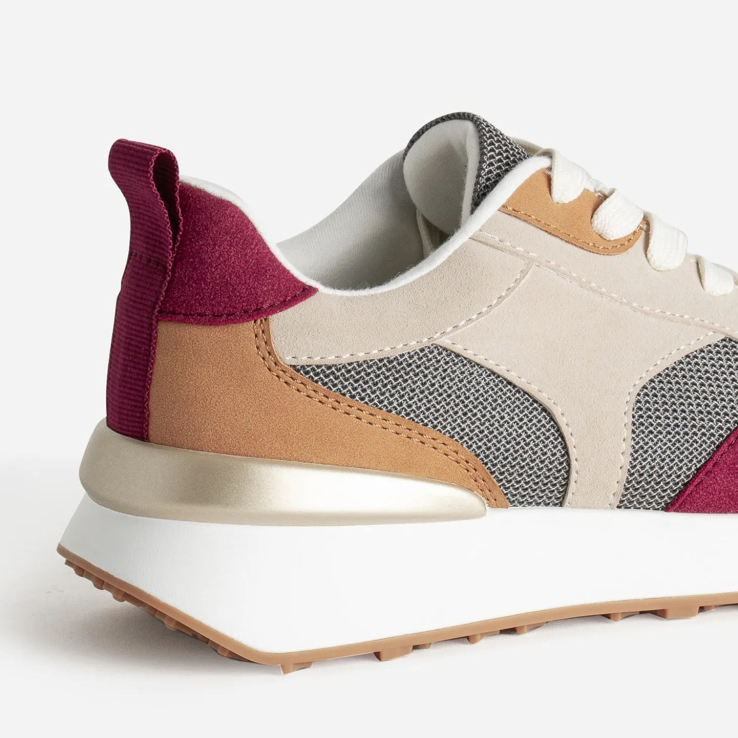 Tennis camel, bordeaux et beige semelle amovible