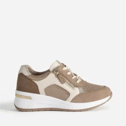 Tennis CAPRICE beige et doré bi-matière